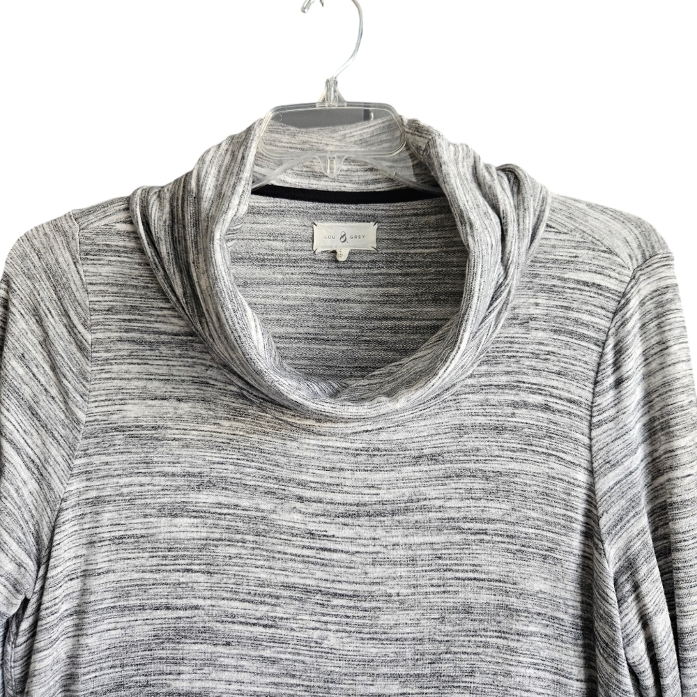 Lou & Grey Cowl Neck Grey Heather Sweater With Front Pockets Size Lg